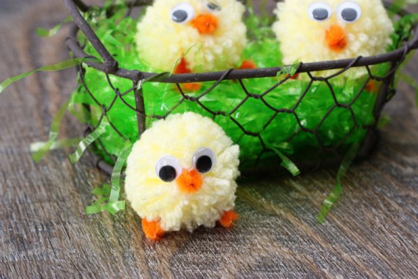Pom-pom Easter chicks.