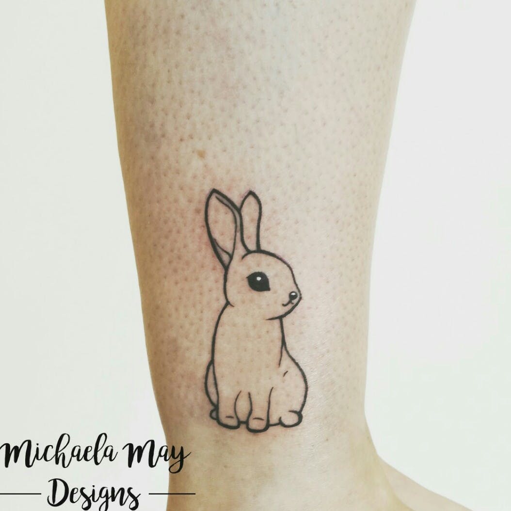 Sweet bunny tattoo on ankle.