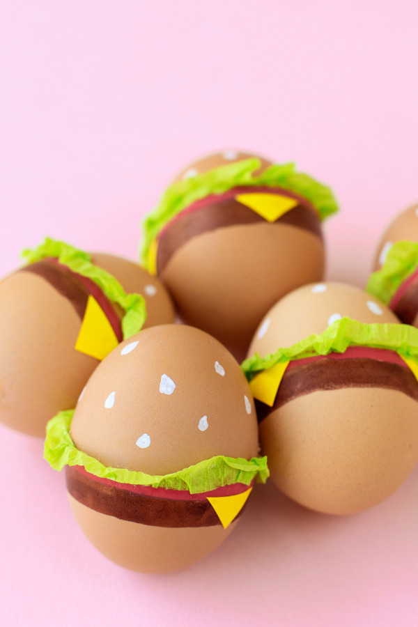 Temptating burger Easter eggs.