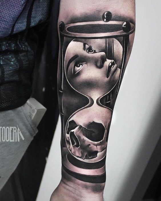 Wonderful life and death hourglass tattoo.