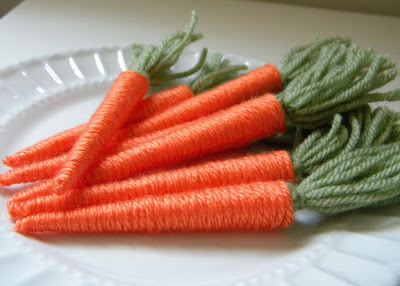 Yarn wrapped carrots for Easter.