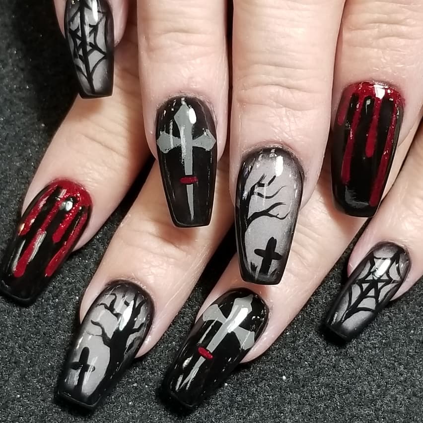 Halloween nails with different patterns. Pic by jolgordons
