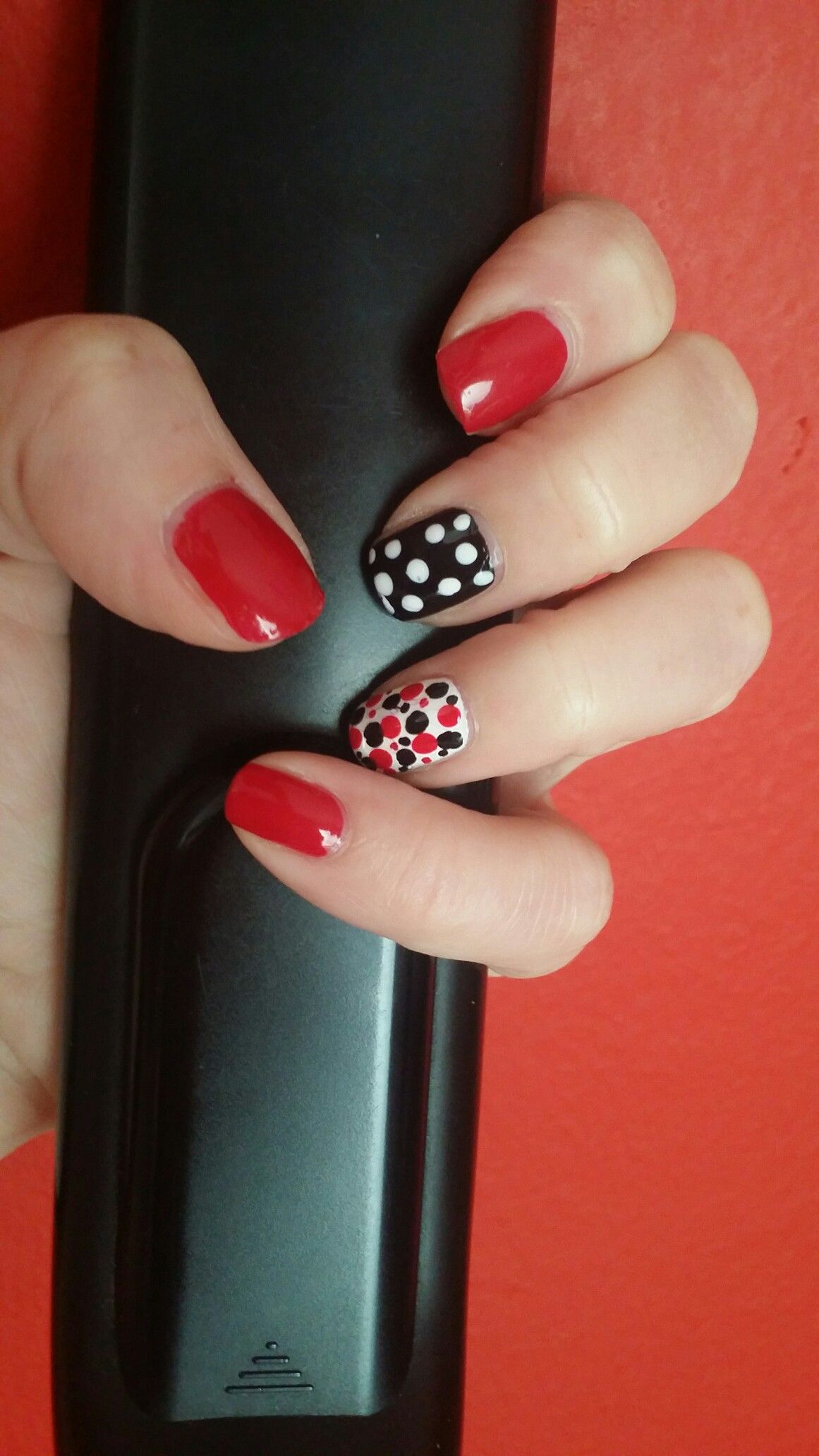 Red & Black Polka Dots With Crafty Ring Finger